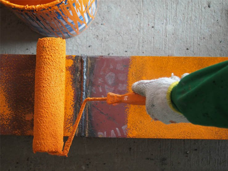 paint painting maintenance orange roll brush work worker painter improvement