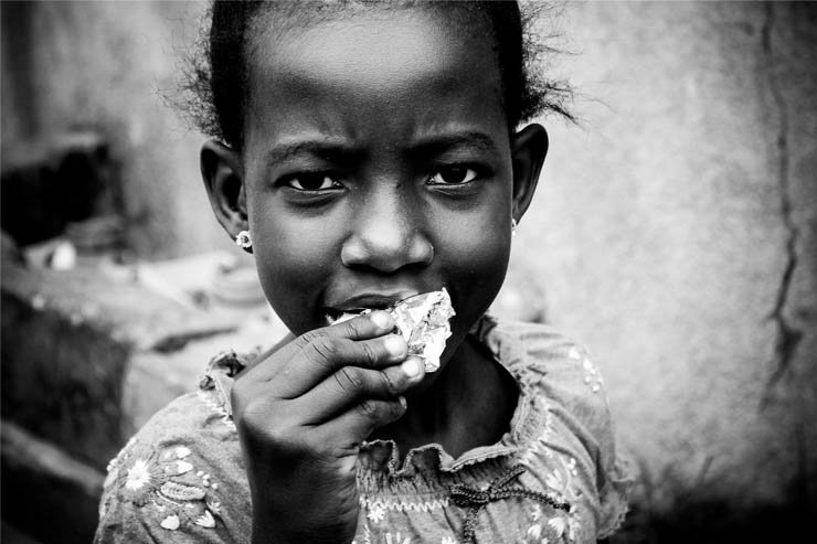 poor poverty girl eat black white village africa african