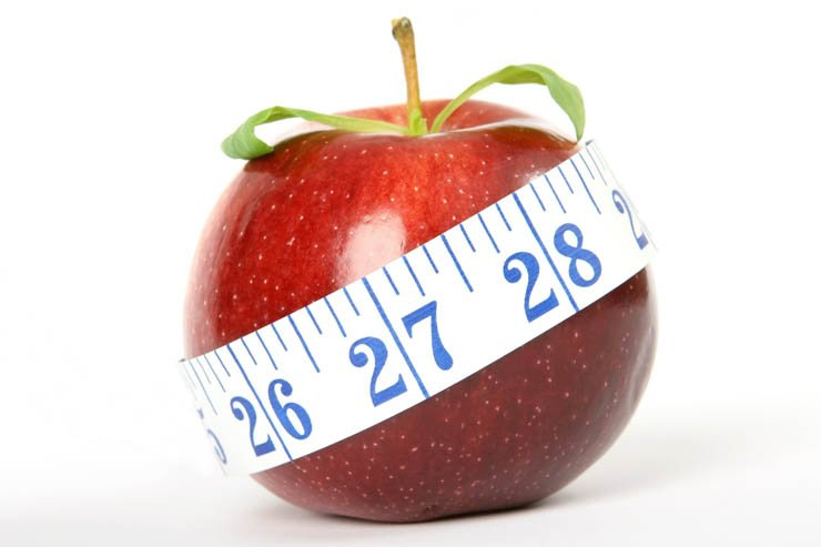 red apple scale surround measuring tape fruit food health healthy weight loss diet fruits