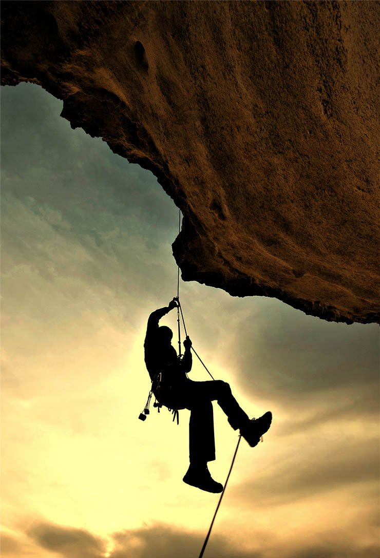 rope climb climber climbing mountain hill sky sunset cliff sport