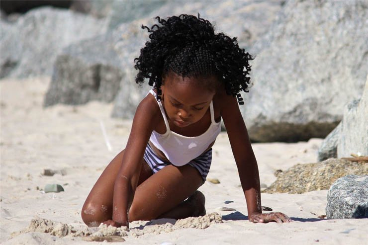 sand play happy girl africa african beach kid child children
