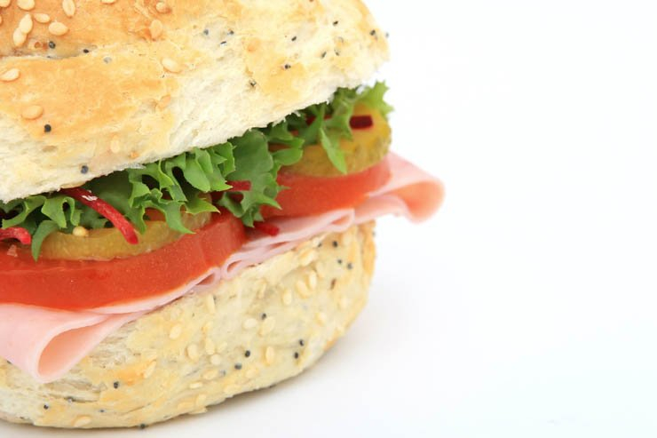 sandwich sandwiches food eat bread close closeup tomato salami lettuce
