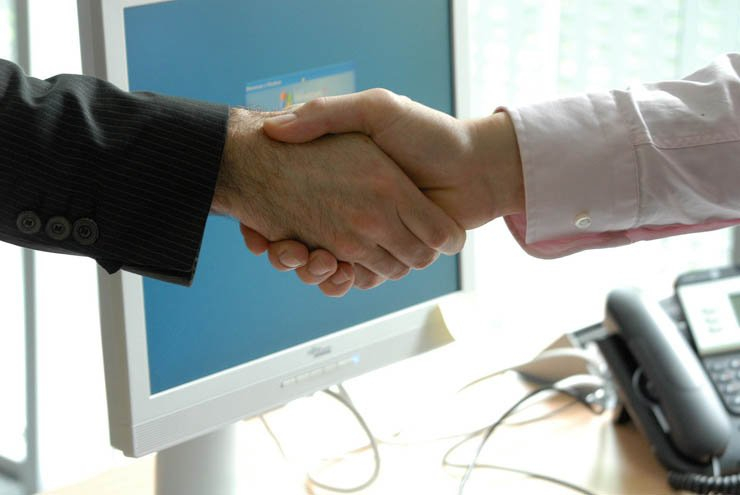 screen monitor phone business work job office handshake hand hands formal