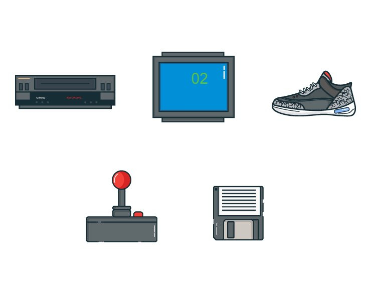 80s vector icons