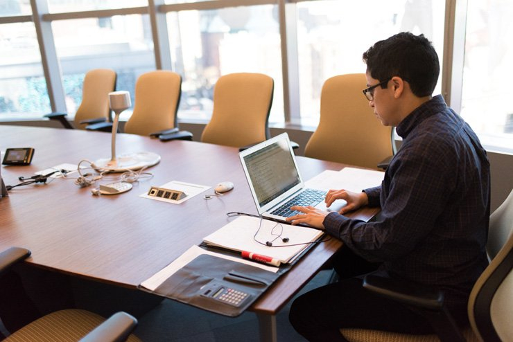 business finance formal job work employee meeting room desk boss manager laptop