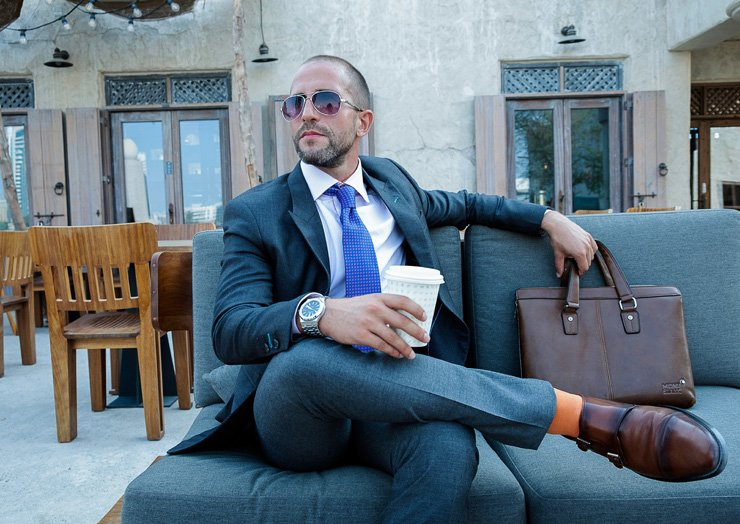 business finance formal job work employee working fashion businessman suit briefcase glasses entrepreneur cafe