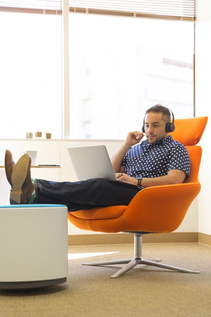 business finance formal job work employee working office modern desk remote creative listening laptop
