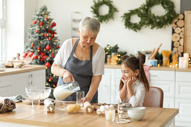 christmas family grandma grandmother baking mom cookie mother bake kitchen cooking xmas holiday cookies daughter sweet