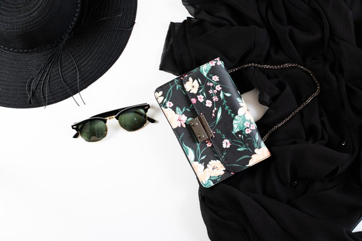 fashion beauty elegant elegance style stylish fashionista fashionable outfit flower bag black sunglasses hat clothes