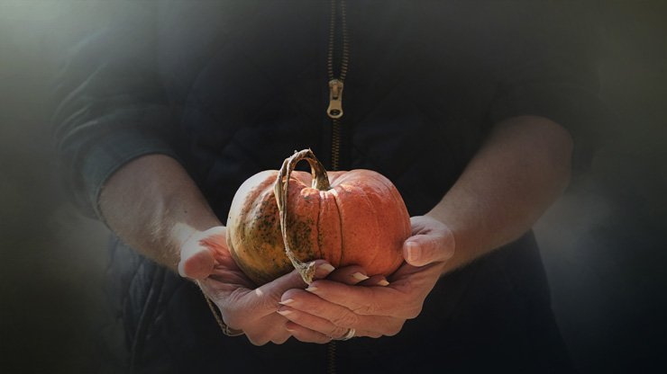 food carving holiday pumpkin scary halloween holidays spooky hand hold