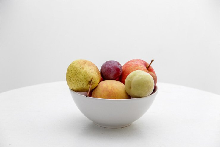 fruit fruits food foods pears pear apple apricot peach bowl