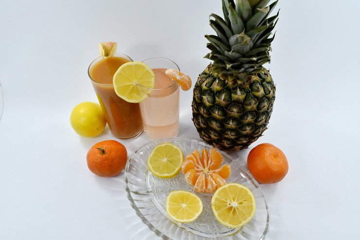 fruit fruits food healthy health diet lemon slice juice tangerine pineapple water