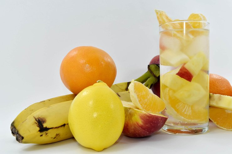 fruit fruits food healthy health diet lemon slice tangerine apple banana detox water