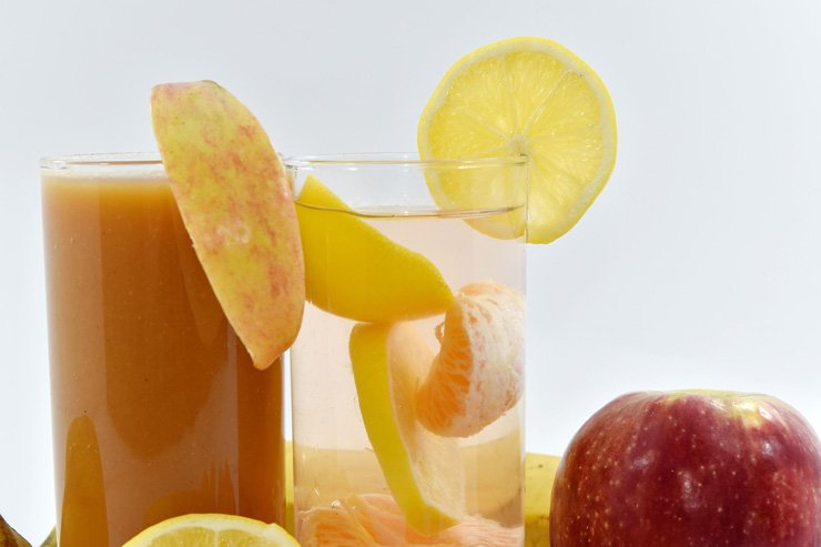 fruit fruits food healthy health diet lemon slice tangerine juice apple water