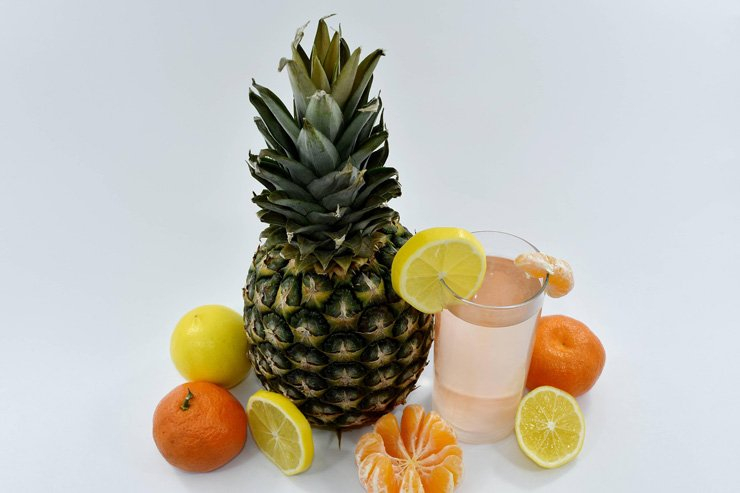 fruit fruits food healthy health diet lemon slice tangerine pineapple water