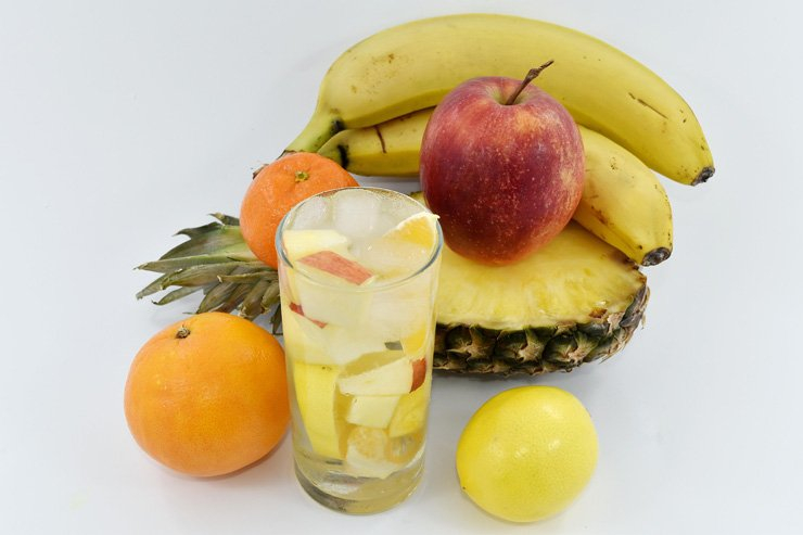 fruit fruits food healthy health diet lemon slice tangerine pineapple water apple orange banana