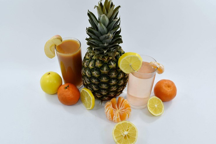 fruit fruits food healthy health diet lemon slice tangerine pineapple water juice