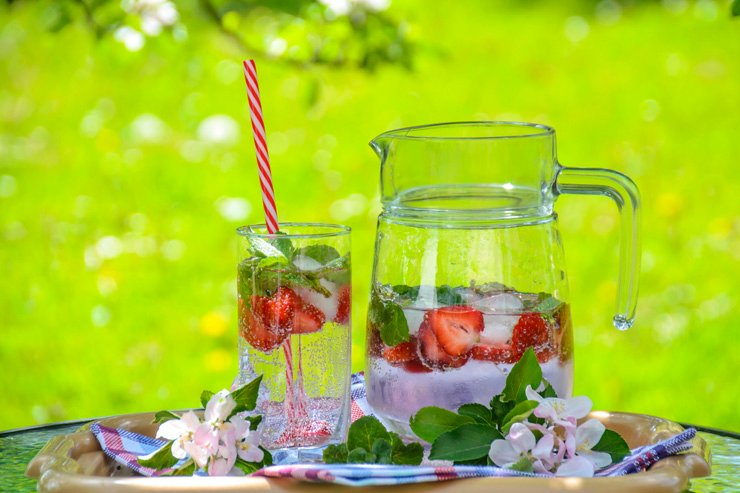 fruit fruits food healthy health diet mint strawberry fresh slice water detox