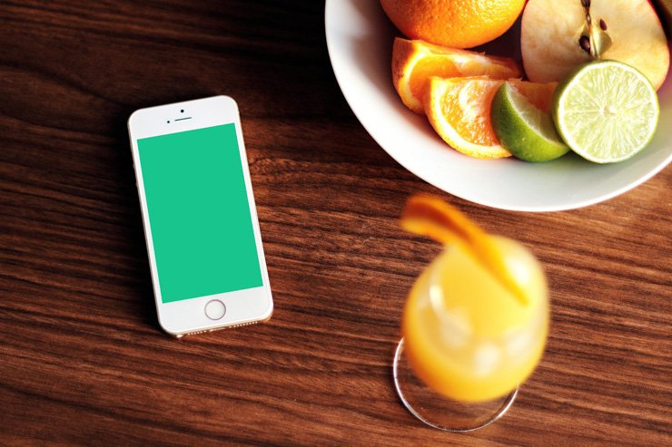 fruit fruits food healthy health diet phone cellphone juice bowl lime lemon apple orange wood wooden table