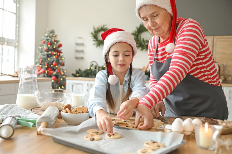 grandma grandmother baking mom cookie family mother bake kitchen cooking christmas xmas holiday cookies daughter sweet