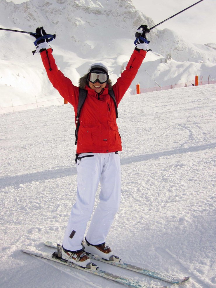 happy joy skiing ski snow woman sport activity outdoor winter sports