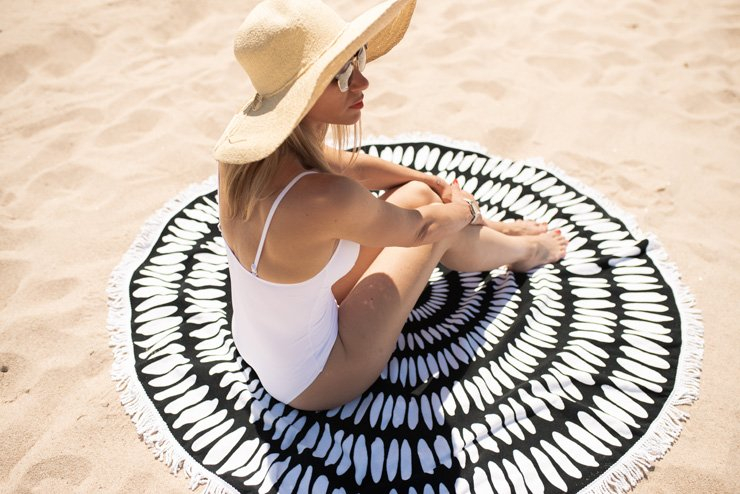 lifestyle summer beach sea fashion ocean sunglasses swim swimming swimsuit suit bikini hat rug mat sand