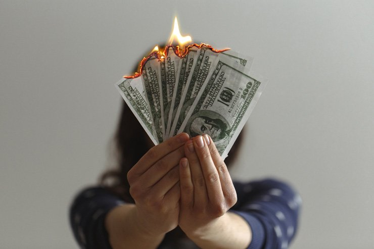money finance business banknote bank dollar dollars usd currency economy bill burn fire