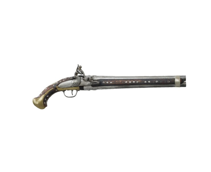 A double Barrel Flintlock Handgun