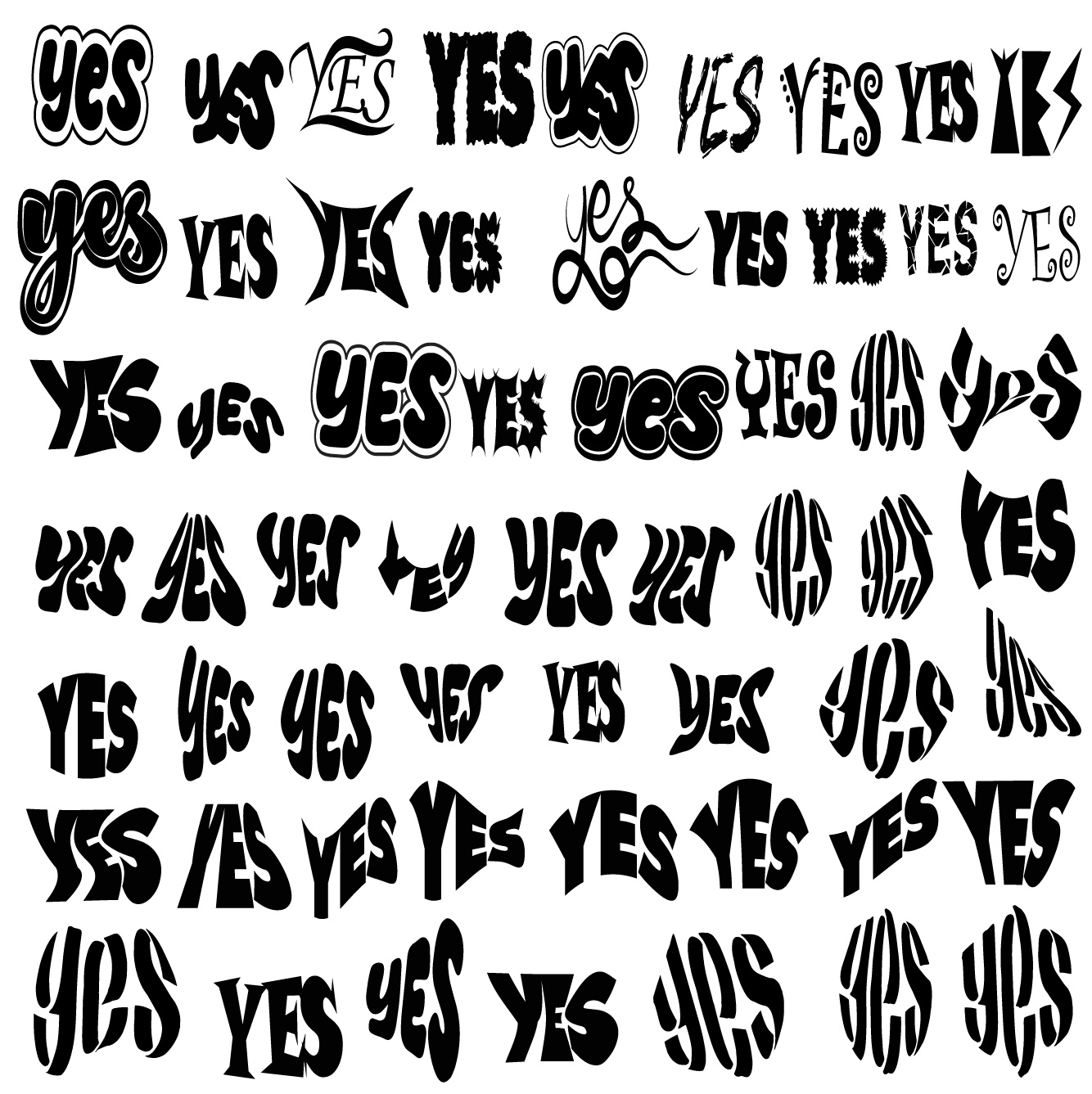 Yes word stickers funny style