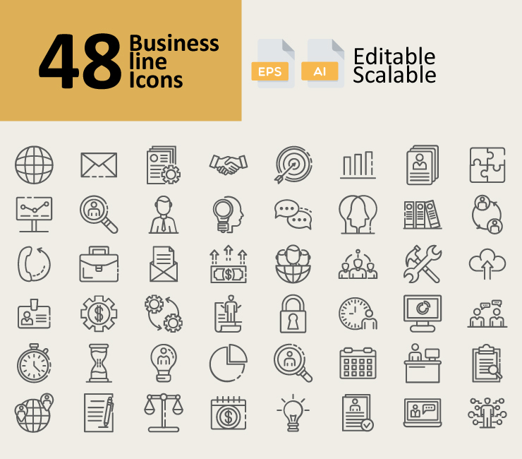 48 Business Line Icons