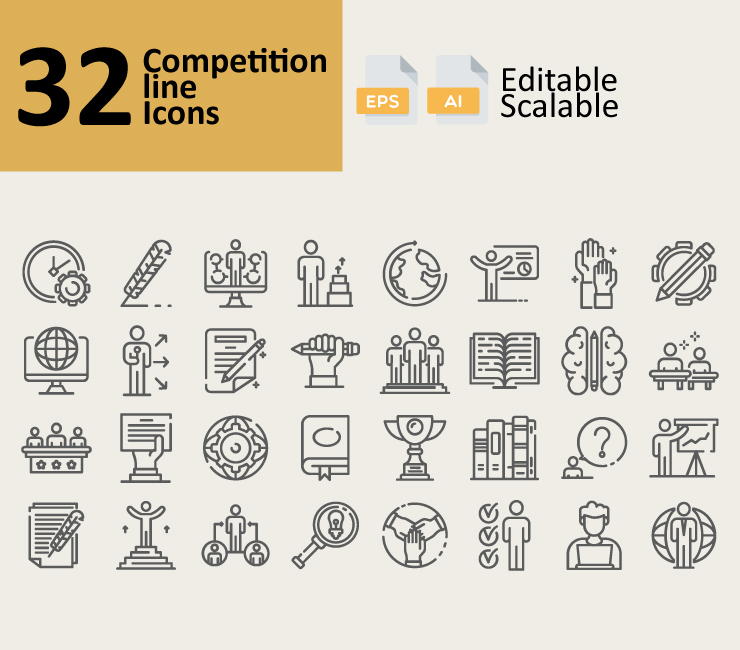 32 Competition Line Icons