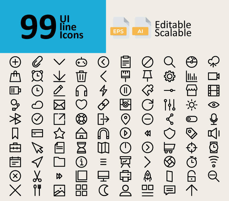 99 UI Line Icons