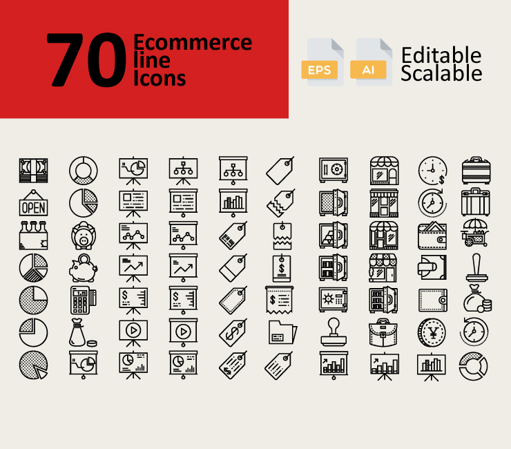 70 E-commerce Line Icons