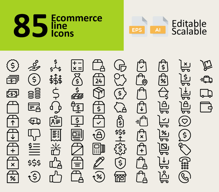 85 E-commerce Line Icons