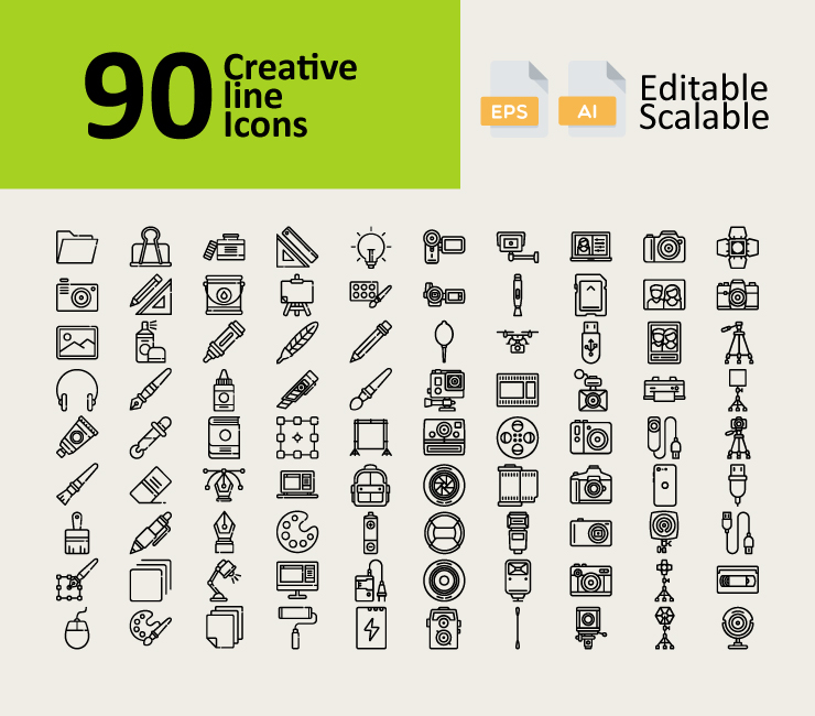 90 Creative Line Icons