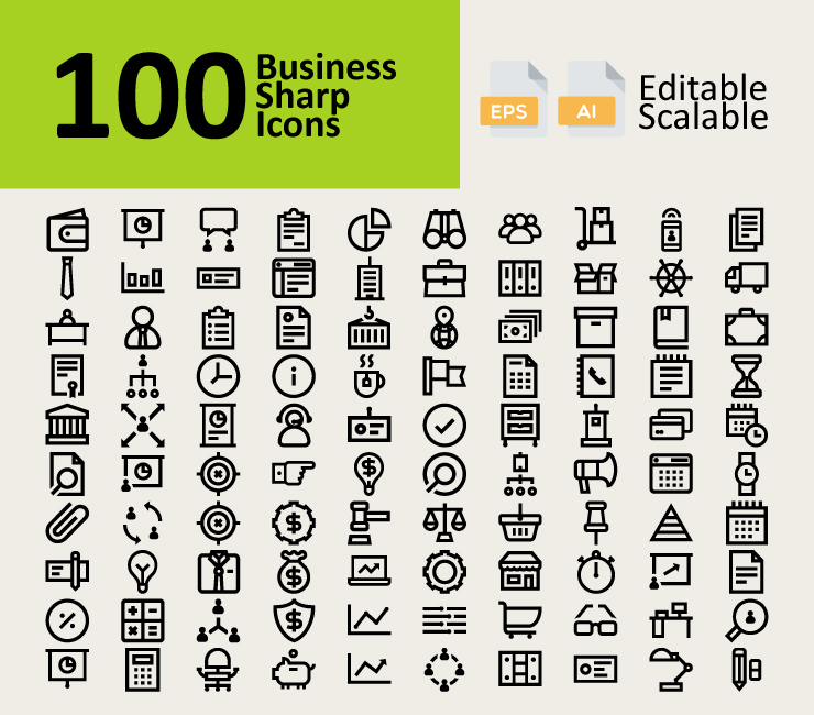 100 Business Sharp Icons