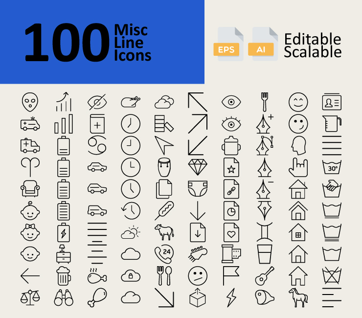 100 Misc Line Icons