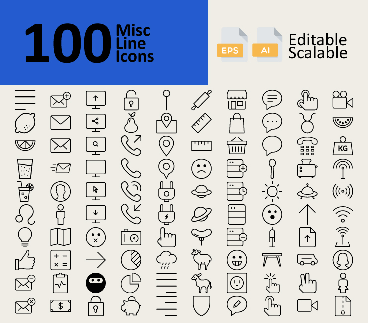 100 Misc Line Icons