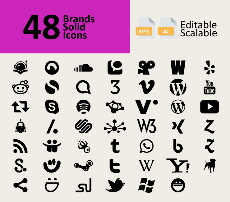 48 Brands Solid Icons
