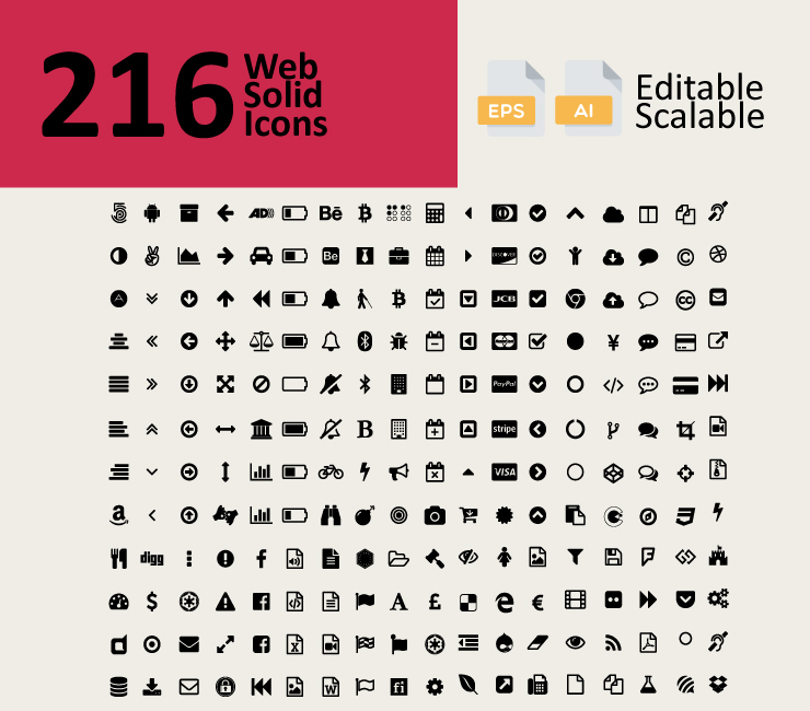 216 Web Solid Icons