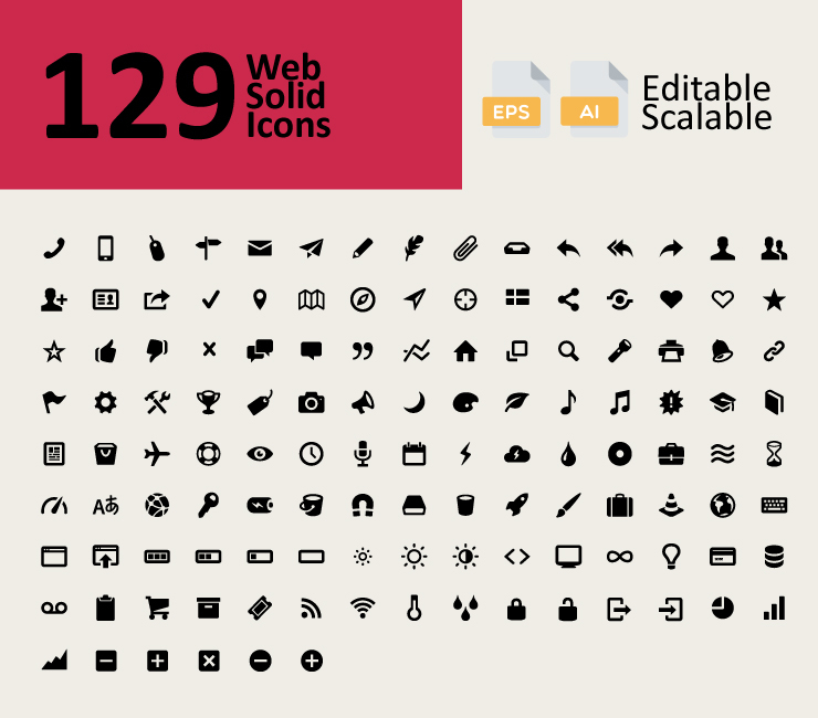 129 Web Solid Icons