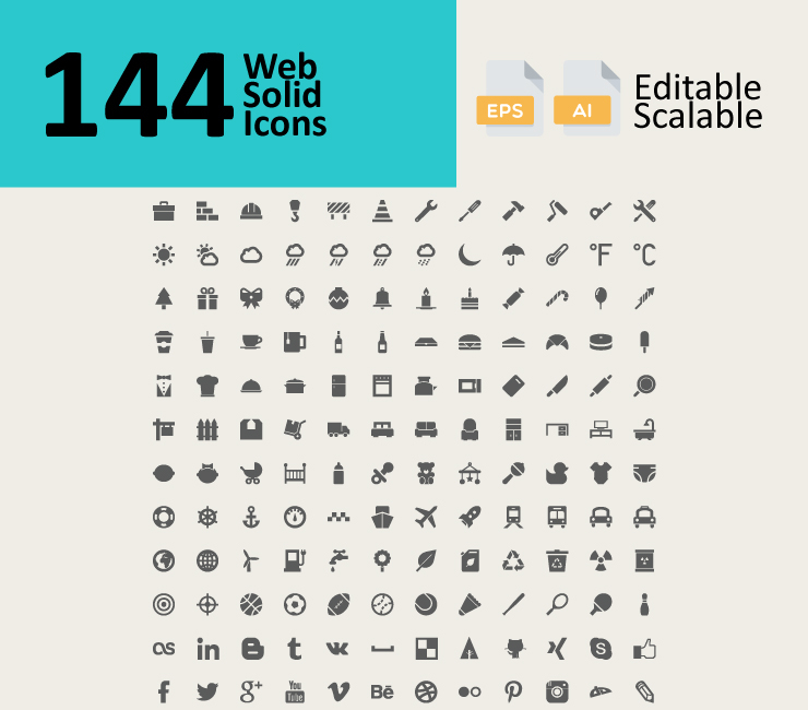 144 Web Solid Icons
