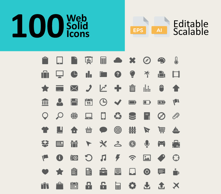 100 Web Solid Icons