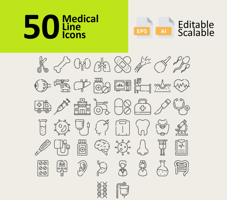 50 Medical Line Icons