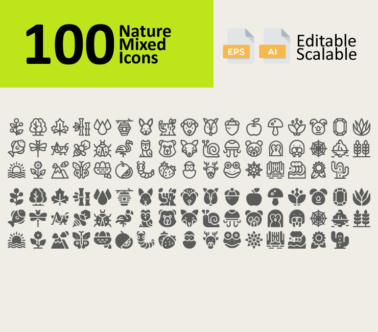 100 Nature Mixed Icons
