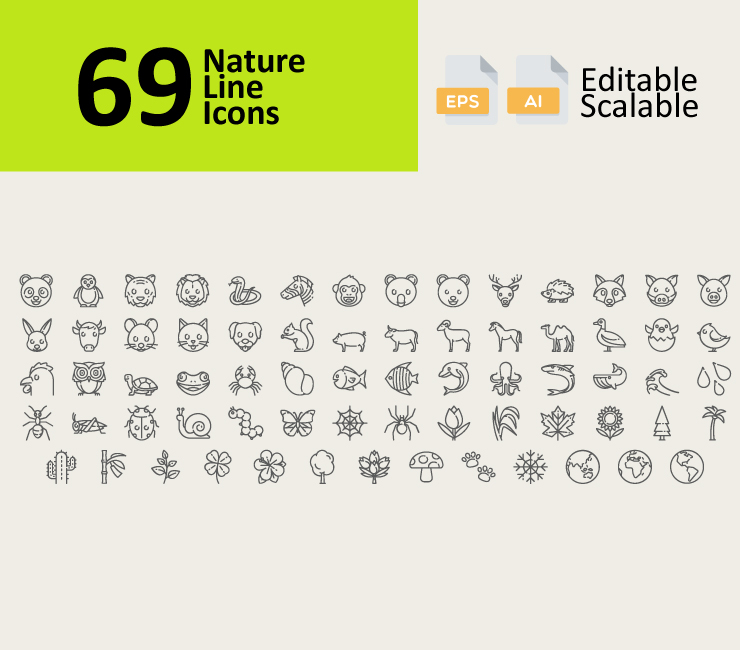 69 Nature Line Icons