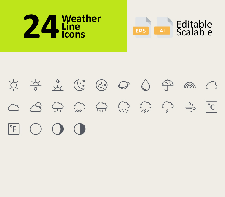 24 Weather Line Icons