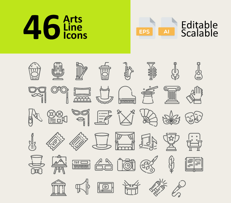 46 Arts Line Icons