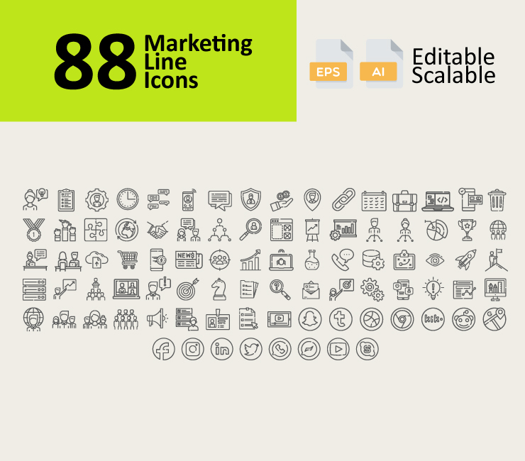 88 Marketing Line Icons