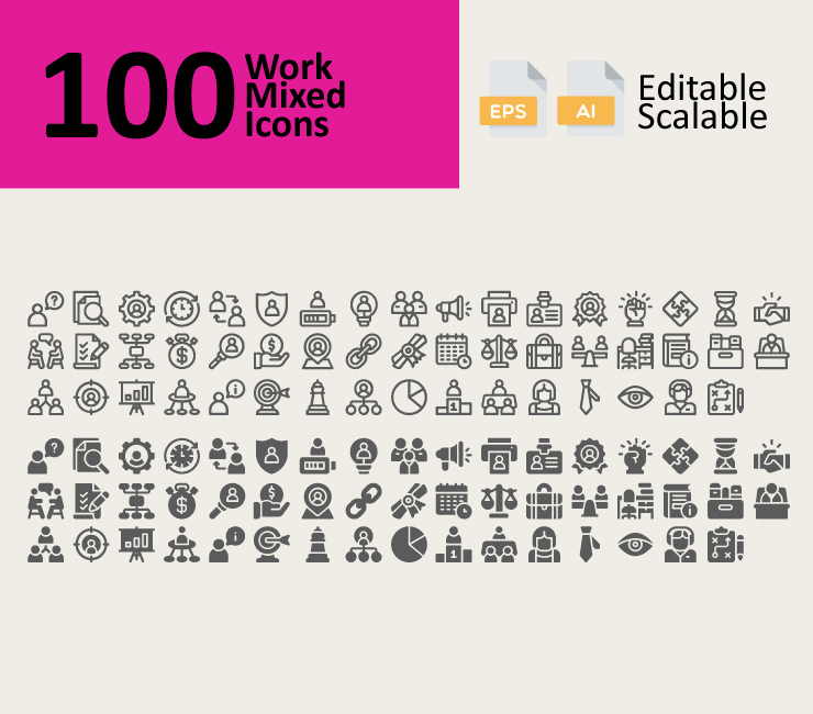 100 Work Mixed Icons